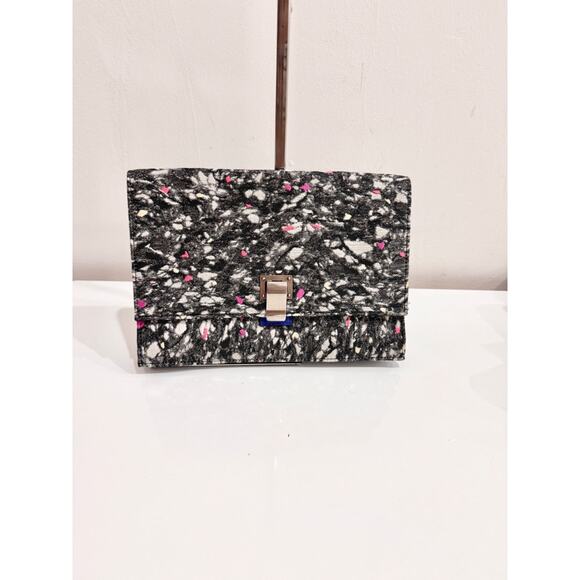 Proenza Schouler Tweed Canvas Leather Trim Clutch Bag Gray Small - Picture 1 of 4